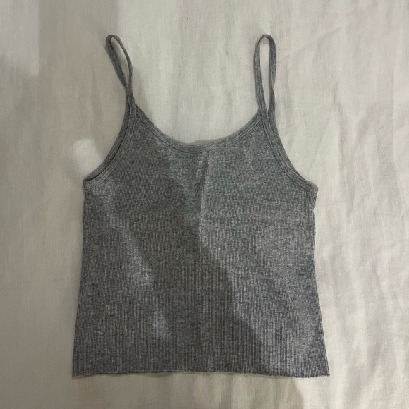 Gray Ribbed Brandy Melville Cropped Tank Top - Picture 2 of 2